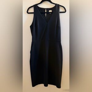 A New Day Black V-Neck Cocktail Sheath Dress Small S